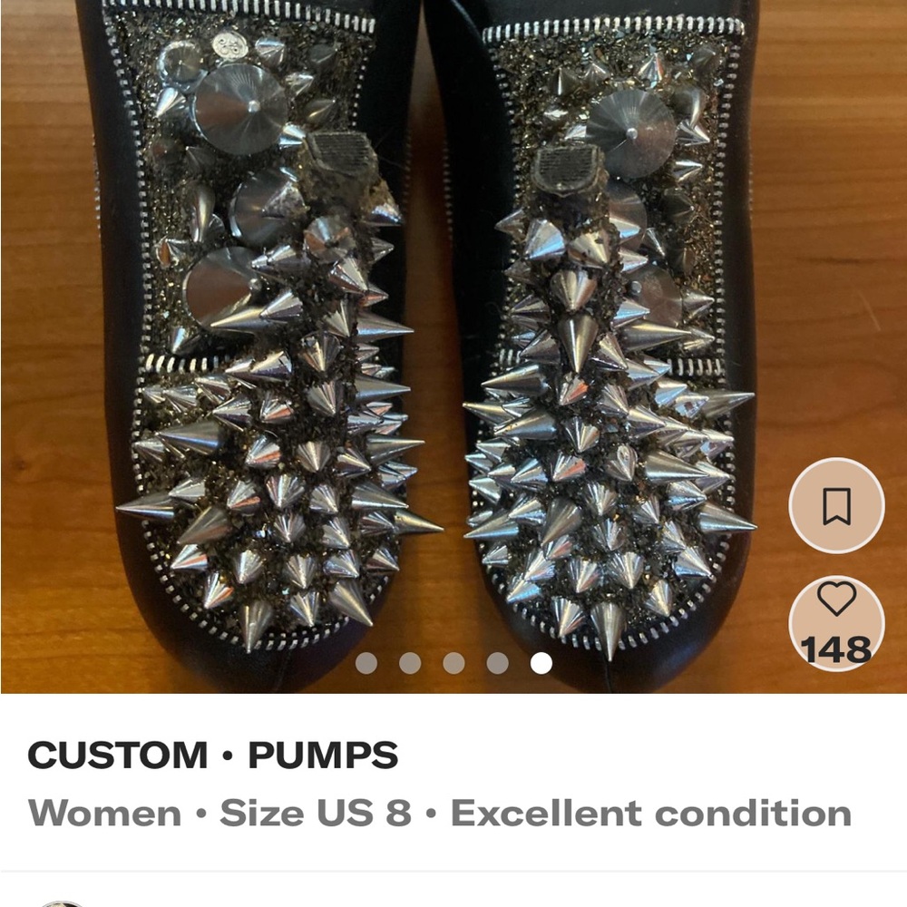 Custom Black Spiked Pumps - Picture 4 of 5